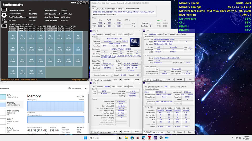 (PR) MSI Motherboards Now Support DDR5-8000+ CXMT-Based Memory on Intel Platforms